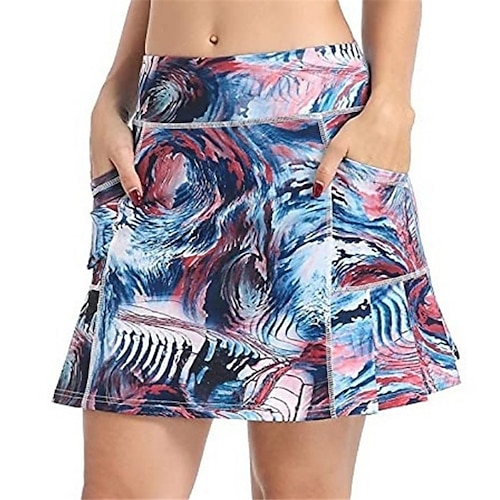 Women's Tennis Skirts Golf Skirts Yoga Shorts Side Pockets 2 in 1 Tummy  Control Butt Lift Quick Dry High Waist Yoga Fitness Gym Workout Skort  Bottoms Pink Red Blue Spandex Sports Activewear