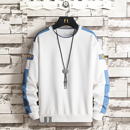 

Homme Sweat shirt Jaune Vert Véronèse Orange Bleu clair Blanche Col Ras du Cou Couleur unie Graphic Actif Vêtement de rue Travail Hiver Vêtement Tenue Pulls Capuche Pulls molletonnés manche longue