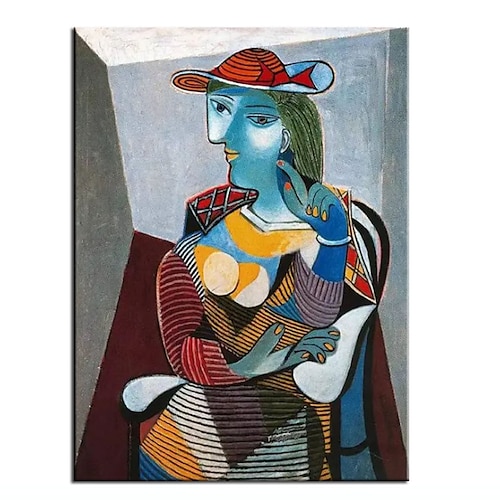 

Oil Painting Handmade Hand Painted Wall Art Vertical Picasso Famous Abstract Sitting Woman Home Decoration Decor Rolled Canvas No Frame Unstretched