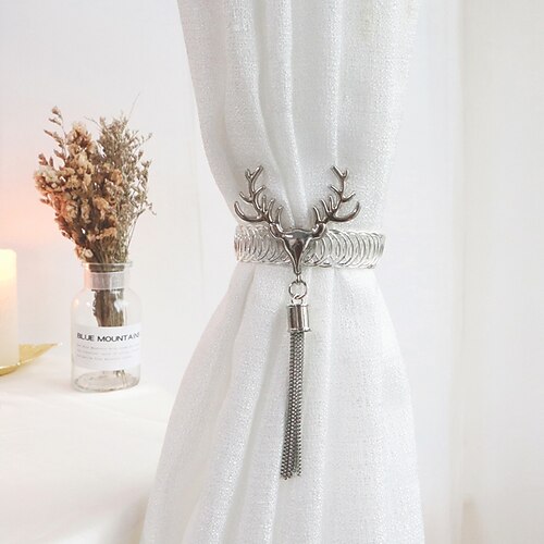 

1 Pcs Silver Elk Metal Curtain Tiebacks Curtain Buckle Drapery Holdbacks Curtain Straps Aceesories Decoration