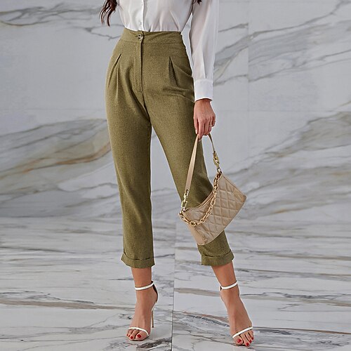 

Women's Dress Pants Pants Trousers Khaki Mid Waist Fashion Daily Work Micro-elastic Ankle-Length Comfort Plain S M L XL