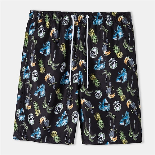 

Men's Stylish Casual / Sporty Shorts Beach Shorts Elastic Drawstring Design Print Short Pants Daily Holiday Micro-elastic Graphic Prints Skull Breathable Outdoor Mid Waist Black M L XL XXL 3XL