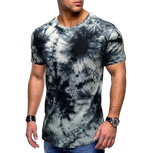 

Men's T shirt Tee 3D Print Graphic Patterned Tie Dye Crew Neck Street Casual Print Short Sleeve Tops Basic Fashion Classic Comfortable Black / White / Summer