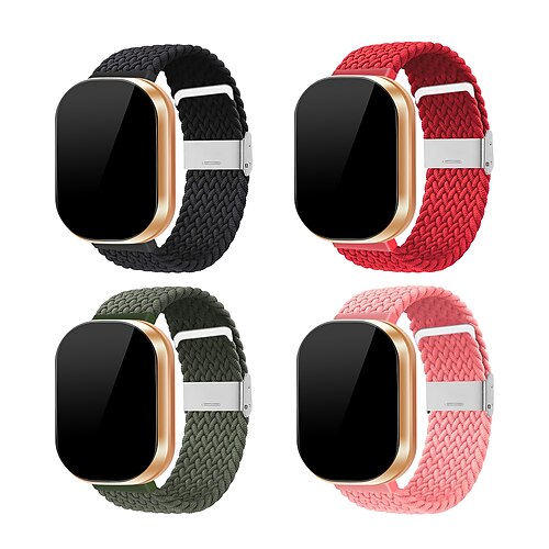 

4 PCS Smart Watch Band for Fitbit Versa 3 / Sense Nylon Smartwatch Strap Adjustable Length Soft Stretchy Weave Bracelet Replacement Wristband