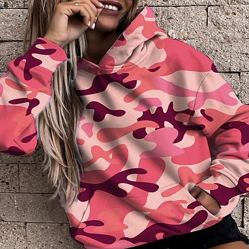 

Women's Hoodie Front Pocket Hoodie Camouflage Sport Athleisure Shirt Long Sleeve Warm Breathable Soft Comfortable Everyday Use Street Casual Athleisure Daily Activewear Outdoor / Winter