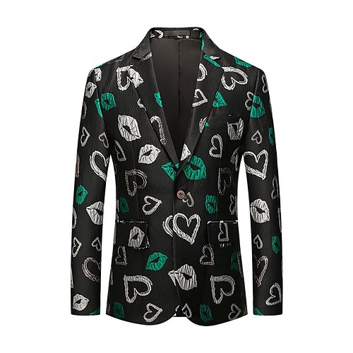 

Men's Casual Blazer Regular Regular Fit Lip Print Black 2022 / Winter