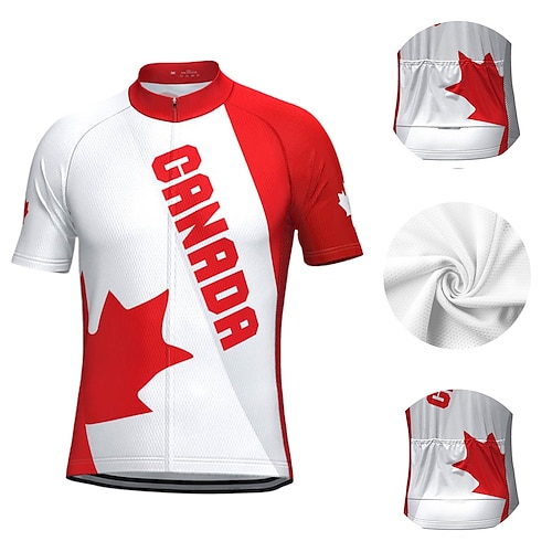 

21Grams Men's Cycling Jersey Short Sleeve Bike Top with 3 Rear Pockets Mountain Bike MTB Road Bike Cycling Breathable Quick Dry Moisture Wicking Reflective Strips White Sky Blue Red Canada Polyester