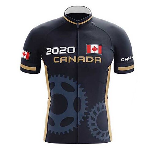 

21Grams Men's Cycling Jersey Short Sleeve Bike Top with 3 Rear Pockets Mountain Bike MTB Road Bike Cycling Breathable Quick Dry Moisture Wicking Reflective Strips Black Gear Canada Polyester Spandex