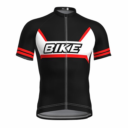 

21Grams Men's Cycling Jersey Short Sleeve Bike Top with 3 Rear Pockets Mountain Bike MTB Road Bike Cycling Breathable Quick Dry Moisture Wicking Reflective Strips Black Color Block Polyester Spandex