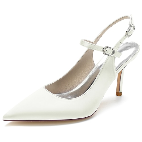 

Damen Hochzeit Schuhe Abendschuhe Hochzeit Hochzeits-Heels Brautjungfernschuhe Sommer Funkelnder Glitzer Stöckelabsatz Schlaufen Heel Spitze Zehe Süß Satin Knöchelriemen Einfarbig Wein Schwarz Weiß