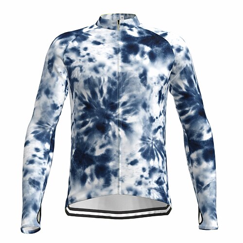 

21Grams Men's Cycling Jersey Long Sleeve Bike Top with 3 Rear Pockets Mountain Bike MTB Road Bike Cycling Breathable Quick Dry Moisture Wicking Reflective Strips Dark Navy Graffiti Polyester Spandex