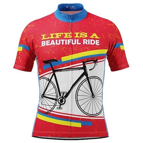

21Grams Men's Cycling Jersey Short Sleeve Bike Top with 3 Rear Pockets Mountain Bike MTB Road Bike Cycling Breathable Quick Dry Moisture Wicking Reflective Strips Red Graphic Polyester Spandex Sports