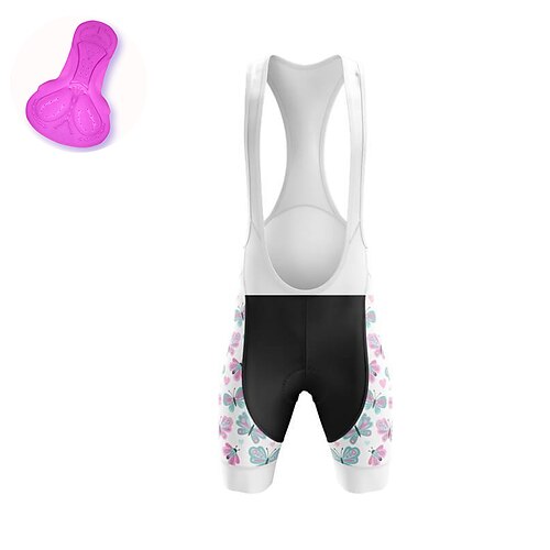 

21Grams Women's Cycling Bib Shorts Bike Bib Shorts Mountain Bike MTB Road Bike Cycling Sports Butterfly 3D Pad Cycling Breathable Quick Dry White Polyester Spandex Clothing Apparel Bike Wear