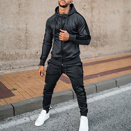 

Homens Moletom Suéter Full Zip Hoodie Preto Com Capuz Côr Sólida Zíper Casual Diário Streetwear Algodão Roupa de Esporte Casual Grande e Alto Primavera Outono Roupa Moletons Moletons