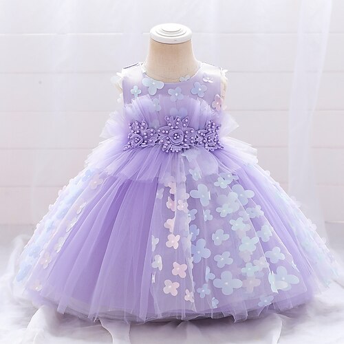 

Bebé Poco Chica Vestido Retazos Vestido de Tul Ocasión especial Rendimiento Con Cuentas Retazos Blanco Morado Rosa Midi Sin Mangas Princesa Estilo lindo Vestidos Día del Niño Primavera Verano Delgado