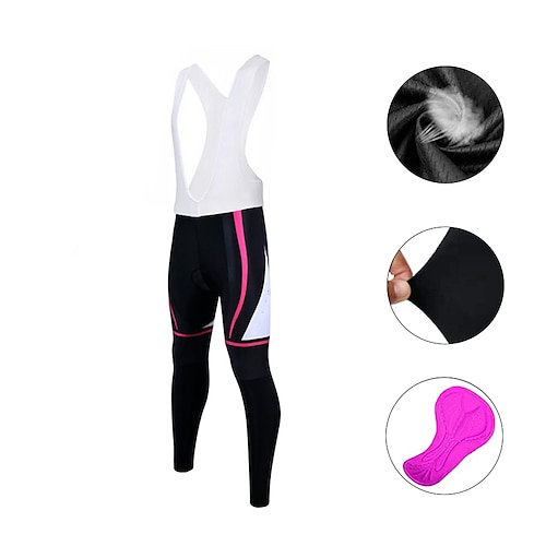 

Dame Sykling Bib Tights Sykkel Bukser Tights med seler Fjellsykling Veisykling sport Hold Varm 3D Pute Sykling Pustende Hvit Spandex Klær Sykkelklær