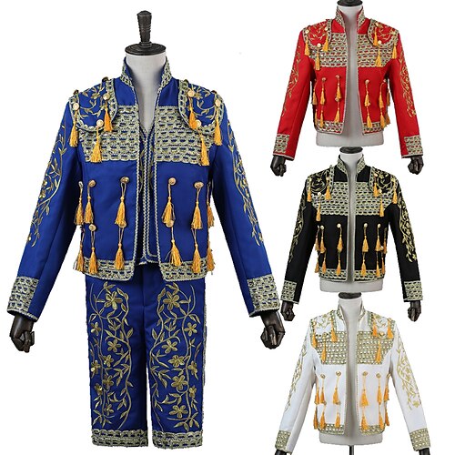 

Prince Aristocrat Retro Vintage Rococo Medieval 18th Century Masquerade Suits & Blazers Lapel Collar Blazer Men's Tassel Fringe Costume Vintage Cosplay Queen's Platinum Jubilee 2022 Elizabeth 70 Years