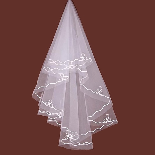 

One-tier Sweet Wedding Veil Elbow Veils with Trim 59.06 in (150cm) Tulle