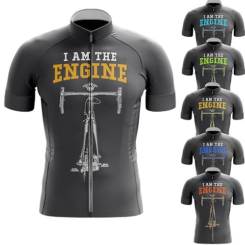 

21Grams Men's Cycling Jersey Short Sleeve Bike Jersey Top with 3 Rear Pockets Mountain Bike MTB Road Bike Cycling Breathable Quick Dry Moisture Wicking Reflective Strips Dark Grey White Green Graphic