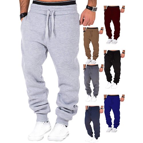 

Men's Sweatpants Joggers Track Pants Drawstring Bottoms Fitness Gym Workout Performance Breathable Soft Sweat wicking Sport Solid Colored Activewear Dark Grey Black Wine / Micro-elastic