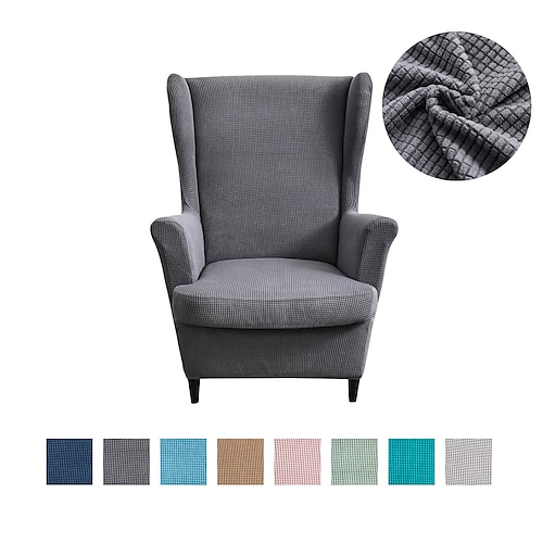 

Stretch Wing Chair Slipcover with Seat Cover Spandex Sofa Covers Wingback Armchair Covers Solid Furniture Protector for Living Room Strandmon Chair Cover