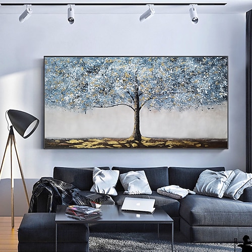 

Mintura Handmade Oil Painting On Canvas Wall Art Decoration Modern Abstract Tree Picture For Home Decor Rolled Frameless Unstretched Painting