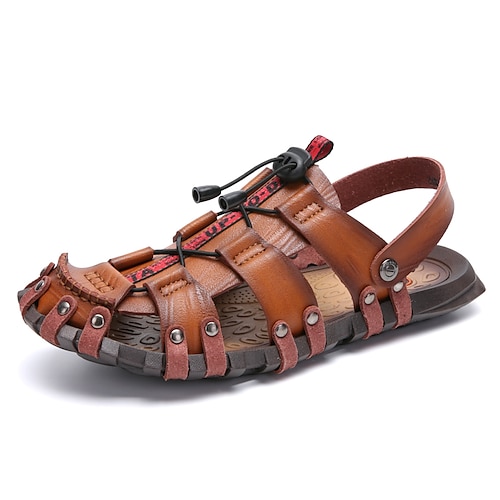 

Men's Sandals Casual Classic Daily Outdoor PU Black Khaki Gold Spring Summer