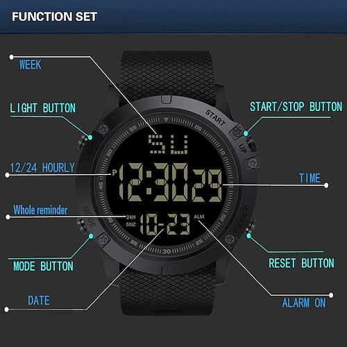 RORIOS Orologio Digitale Militare per Uomo con Sveglia