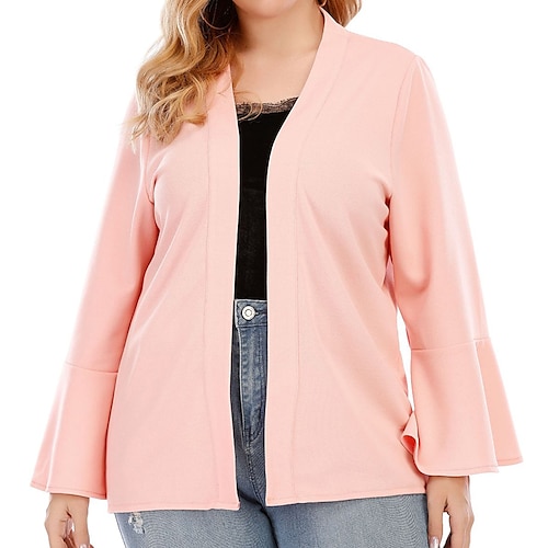 

Women's Plus Size Winter Jacket Jacket Plain Sports Vacation Long Sleeve Open Front Regular Fall Spring Black Pink XL XXL 3XL 4XL 5XL