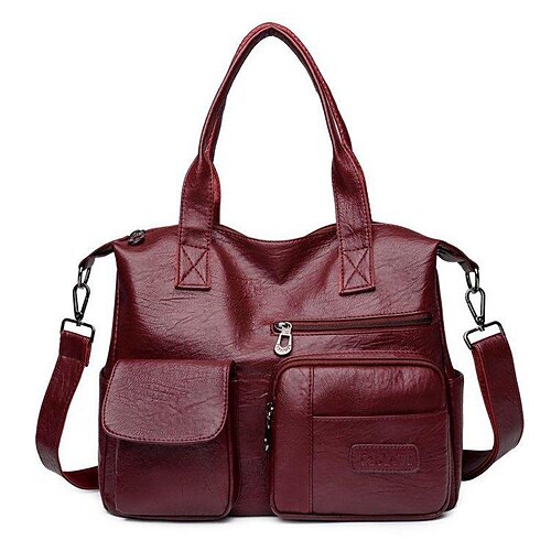 

2021 spring and summer new women's bag pu texture temperament handbag soft leather retro simple shoulder bag commuter tote bag