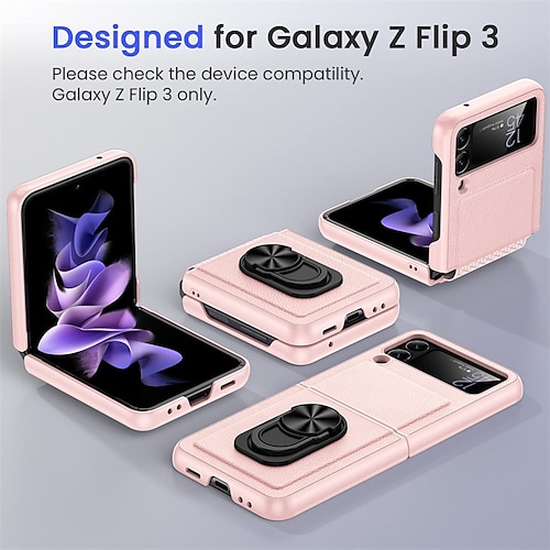 

Phone case for Galaxy Z Flip 3 Case with Hinge Protection 360Rotate Ring Stand Magnetic Cover Case with Built-in Tempered Glass Camera Screen Protector for Samsung Galaxy Z Flip 3 5G (2021)
