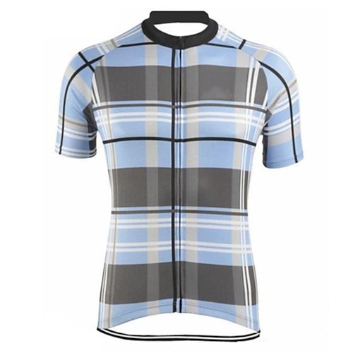 

21Grams Men's Cycling Jersey Short Sleeve Bike Top with 3 Rear Pockets Mountain Bike MTB Road Bike Cycling Breathable Quick Dry Moisture Wicking Reflective Strips Grey Plaid Checkered Polyester