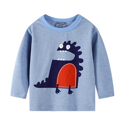 

Kids Boys T shirt Cartoon Outdoor Long Sleeve Active Cotton 2-8 Years Spring Light Blue