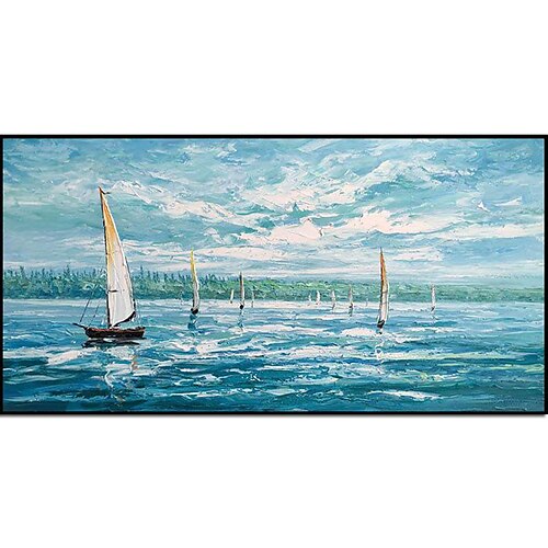

Oil Painting Handmade Hand Painted Wall Art Classic Sea View Sailboat Abstract Gift Home Decoration Decor Stretched Frame Ready to Hang