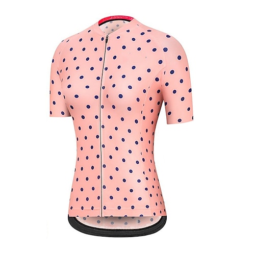 

21Grams Women's Cycling Jersey Short Sleeve Bike Top with 3 Rear Pockets Mountain Bike MTB Road Bike Cycling Breathable Quick Dry Moisture Wicking Reflective Strips White Rosy Pink Polka Dot