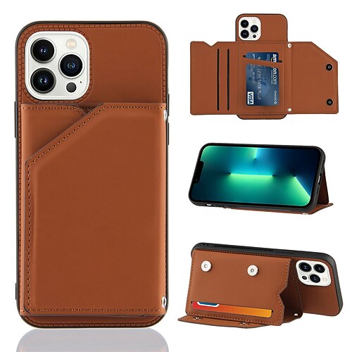 

Phone Case For Apple Full Body Case iPhone 13 12 11 Pro Max Mini X XR XS Max 8 7 Plus Card Holder Shockproof Dustproof Solid Colored PU Leather TPU