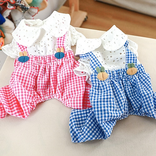 

Dog Cat Jumpsuit Plaid / Check Adorable Cute Dailywear Casual / Daily Dog Clothes Puppy Clothes Dog Outfits Soft Pink Blue Costume for Girl and Boy Dog Polyester XS S M L XL