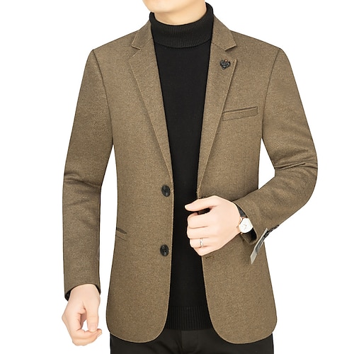 

Men's Casual Blazer Regular Regular Fit Solid Color Khaki 2022