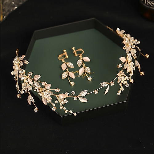 

Crown Tiaras Drop Earrings Headbands Imitation Pearl Rhinestone Wedding Party / Evening Retro With Faux Pearl Headpiece Headwear