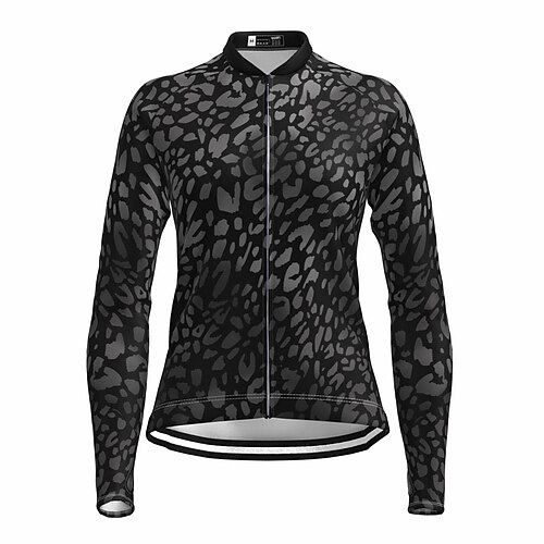 

21Grams Women's Cycling Jersey Long Sleeve Bike Top with 3 Rear Pockets Mountain Bike MTB Road Bike Cycling Breathable Quick Dry Moisture Wicking Reflective Strips Black Leopard Polyester Spandex