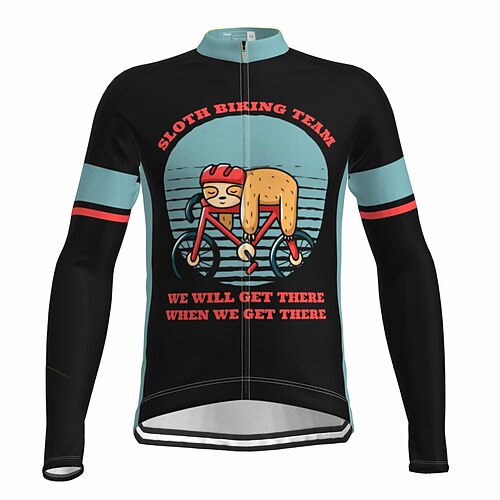 

21Grams Men's Cycling Jersey Long Sleeve Bike Top with 3 Rear Pockets Mountain Bike MTB Road Bike Cycling Breathable Quick Dry Moisture Wicking Reflective Strips Black Purple Yellow Sloth Polyester
