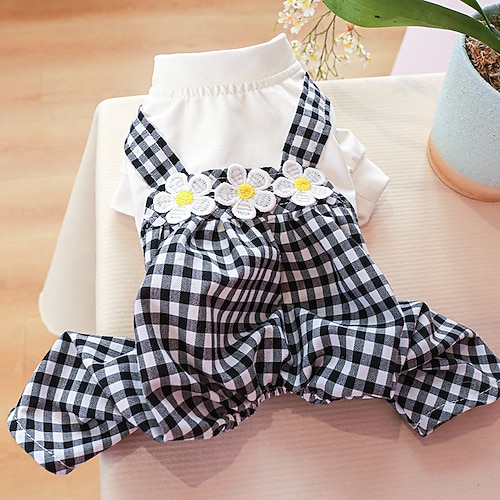

Dog Cat Jumpsuit Plaid / Check Toile Adorable Cute Dailywear Casual / Daily Dog Clothes Puppy Clothes Dog Outfits Soft Black / White Costume for Girl and Boy Dog Polyester XS S M L XL