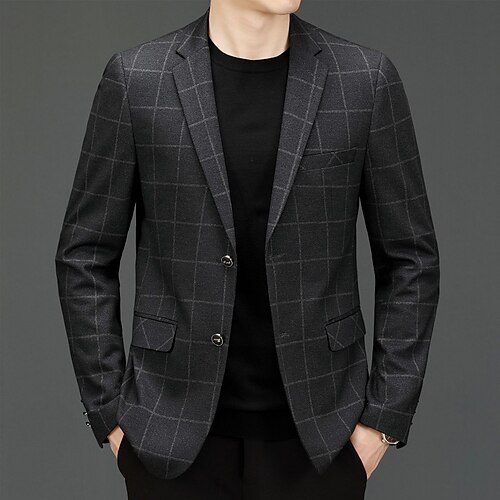 

Men's Casual Blazer Regular Regular Fit Plaid / Check Gray 2022