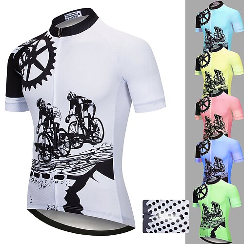 

21Grams Men's Cycling Jersey Short Sleeve Bike Jersey Top with 3 Rear Pockets Mountain Bike MTB Road Bike Cycling Breathable Quick Dry Moisture Wicking Soft Green Yellow Rosy Pink Graphic Gear