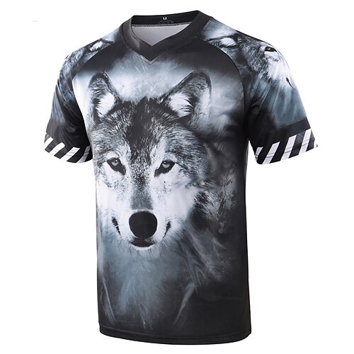 

21Grams Men's Downhill Jersey Short Sleeve Mountain Bike MTB Road Bike Cycling Black Wolf Bike Breathable Quick Dry Moisture Wicking Polyester Spandex Sports Wolf Clothing Apparel / Athleisure