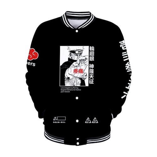 

Naruto Uzumaki Naruto College-Jacke Anime 3D Harajuku Grafik Mantel Für Herren Damen Erwachsene 3D-Druck Polyester