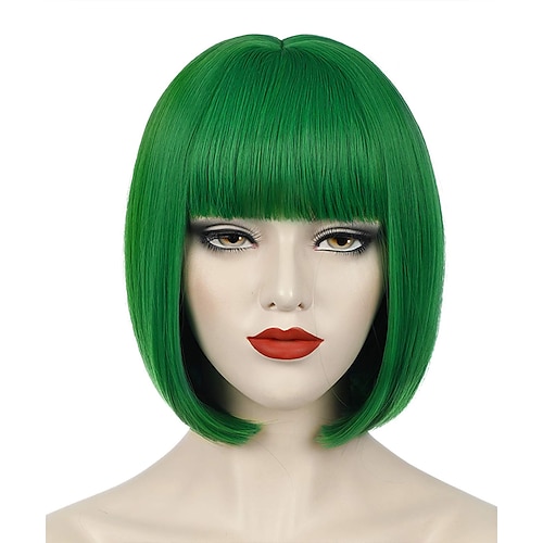 

Green Bob Women's Wig Short Straight Hair Wig With Bangs Natural and Cute Synthetic Wig for St. Patrick's Day Party Cosplay Halloween BU110GR ChristmasPartyWigs