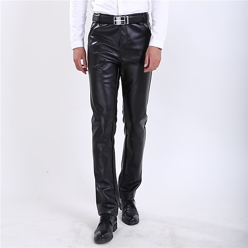 

Homens calças justas Calças Bolsos Côr Sólida Respirável Leve Casual Diário Poliuretano Moda Roupa de rua Preto Micro-Elástica