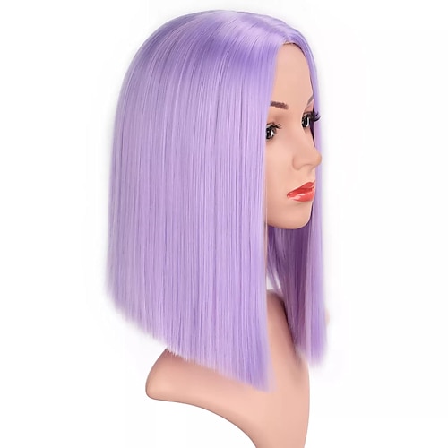 

lilla parykker korte bob parykker for kvinner 12 tommer rett syntetisk hår fargerik varmebestandig parykk for cosplay fest halloween kostyme