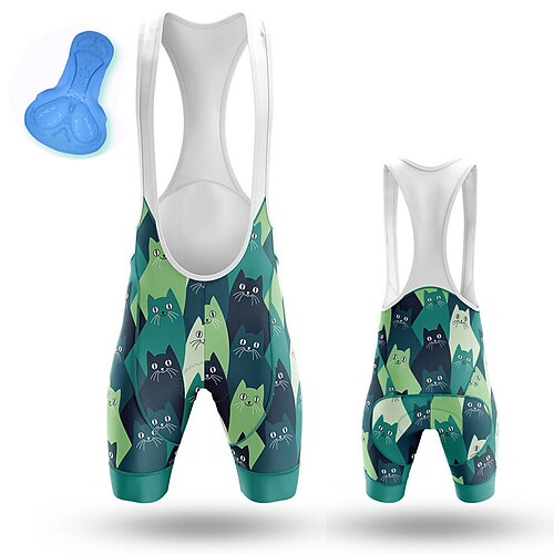 

21Grams Men's Cycling Bib Shorts Bike Bib Shorts Mountain Bike MTB Road Bike Cycling Sports Cat 3D Pad Cycling Breathable Quick Dry Green Polyester Spandex Clothing Apparel Bike Wear / Stretchy
